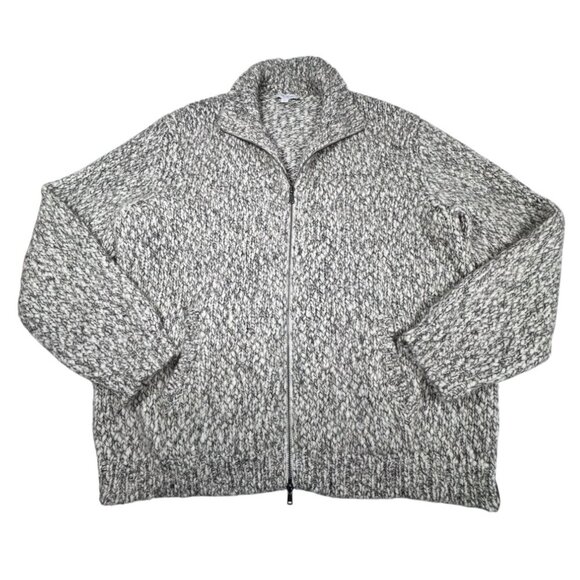 Todd Snyder Chunky Cardigan Sz XL Knit Gray Full Zip Wool Alpaca Mock Neck Cozy